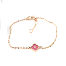 Regalo de San Valentín Rose Gold IP Plated Zircon Lucky Four Leaf Clover Bracelets